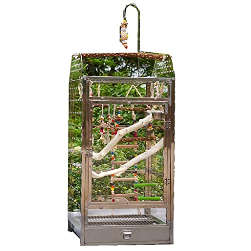 XQWERJ Bird Cage Metal Cage Luxury Bird Cage Parrot Breeding Cage Large Pet Cage Outdoor Durable (Silver 56 * 54 * 125cm)