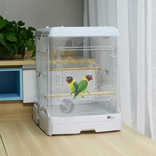 XQWERJ Bird Cage Pet Supplies Travel Cage Acrylic Parrot Cage Portable Birds and Small Animals Easy To Clean (White 36 * 34 * 43cm)