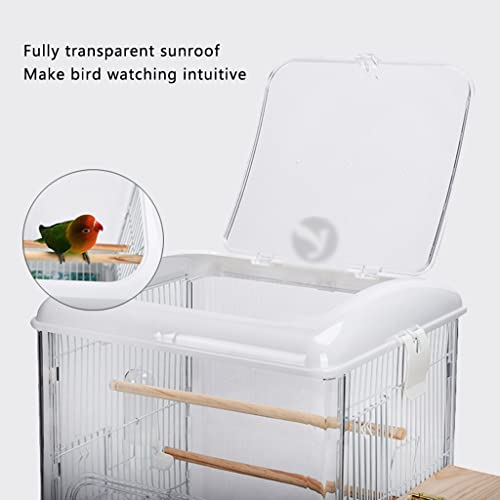 XQWERJ Bird Cage Pet Supplies Travel Cage Acrylic Parrot Cage Portable Birds and Small Animals Easy To Clean (White 36 * 34 * 43cm)