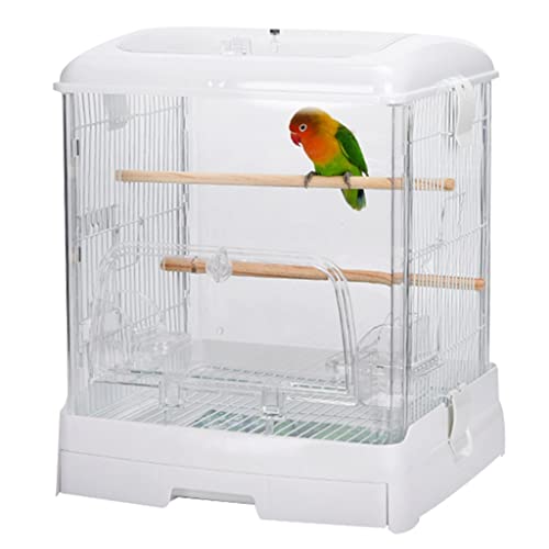 XQWERJ Bird Cage Pet Supplies Travel Cage Acrylic Parrot Cage Portable Birds and Small Animals Easy To Clean (White 36 * 34 * 43cm)