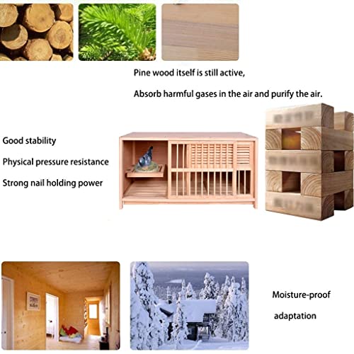 XQWERJ Bird Cage Pigeon Cage Set Solid Wood Nest Box Multifunctional Pet Room Large Space Bird Cage Suitable For Parakeets (Wood Color 80 * 40 * 45cn)