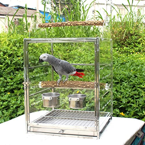 XQWERJ Birdhouses Bird Bathing Cage Small Bird Portable Shower Box External Acrylic Parrot Cage Car Travel Cage (Clear 42 * 43.5 * 63.5cm)