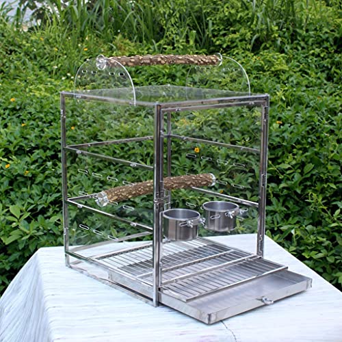 XQWERJ Birdhouses Bird Bathing Cage Small Bird Portable Shower Box External Acrylic Parrot Cage Car Travel Cage (Clear 42 * 43.5 * 63.5cm)