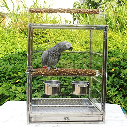 XQWERJ Birdhouses Bird Bathing Cage Small Bird Portable Shower Box External Acrylic Parrot Cage Car Travel Cage (Clear 42 * 43.5 * 63.5cm)