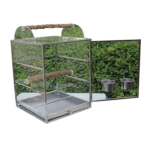 XQWERJ Birdhouses Bird Bathing Cage Small Bird Portable Shower Box External Acrylic Parrot Cage Car Travel Cage (Clear 42 * 43.5 * 63.5cm)