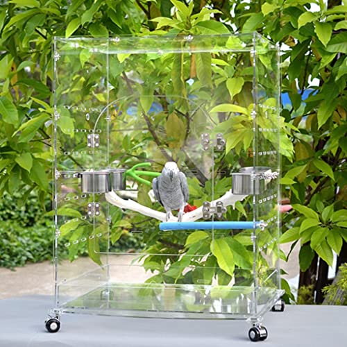 XQWERJ Birdhouses Bird Cage with Wheels Luxury Parrot Villa Boutique Breeding Cage (Clear 60 * 50 * 80cm)