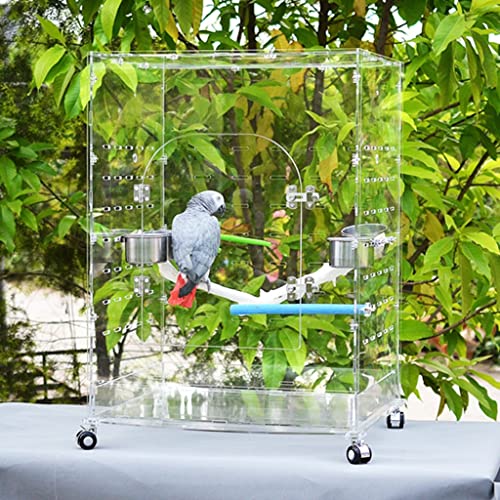 XQWERJ Birdhouses Bird Cage with Wheels Luxury Parrot Villa Boutique Breeding Cage (Clear 60 * 50 * 80cm)