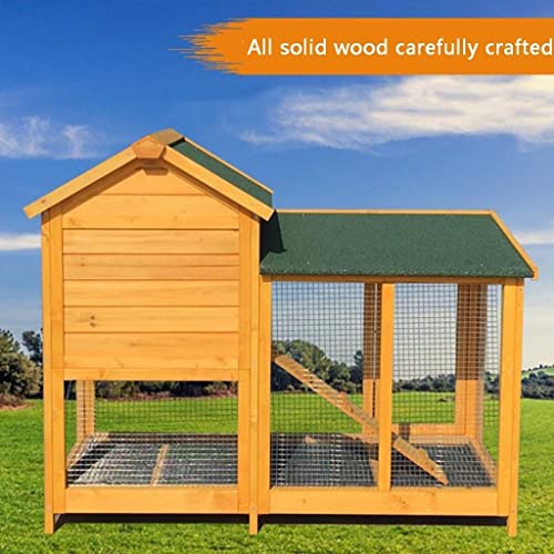 XQWERJ Chicken Cage with Ventilation Door Deluxe Double-Layer Bird Cage Villa Cat Cage Automatic Manure Removal (Wood Color 124 * 63 * 100cm)