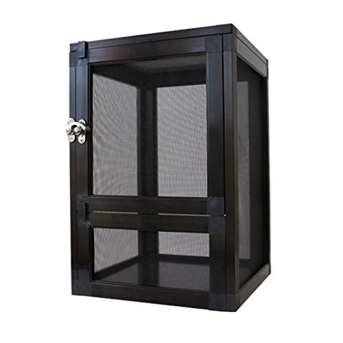 Xu-pet Aleación de Aluminio Respirable Arbóreo Tanque, camaleón, geco, Lagartija, Ardilla, Vivero Caja de alimentación, Familia Regalo (Color : Black)