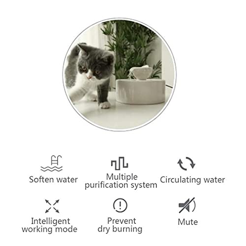 XUNMAIFLB Fuente De Agua para Gatos De Cerámica, Fuente para Mascotas Ultra Silenciosa para Perros Y Gatos, Dispensador De Agua para Mascotas con Filtros De Repuesto