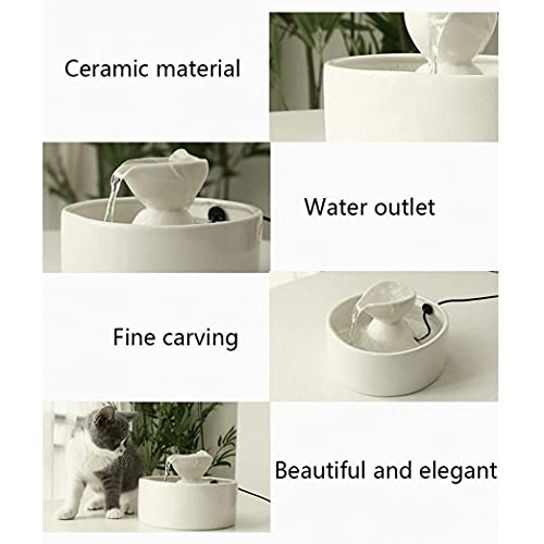 XUNMAIFLB Fuente De Agua para Gatos De Cerámica, Fuente para Mascotas Ultra Silenciosa para Perros Y Gatos, Dispensador De Agua para Mascotas con Filtros De Repuesto