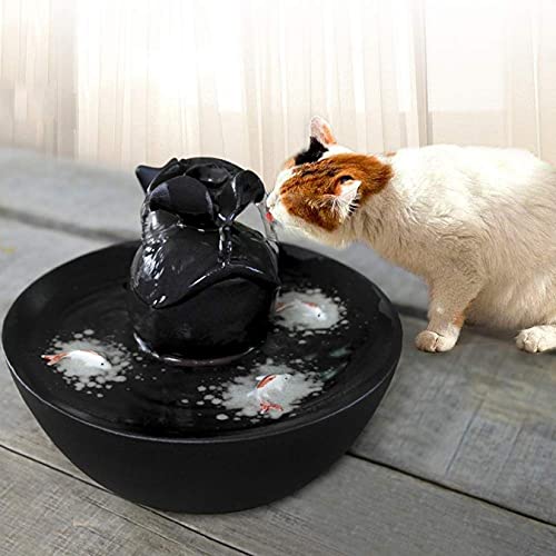 XUNMAIFLB Fuente De Agua para Mascotas De Cerámica, Fuente De Agua para Mascotas, Fuente De Agua Ultra Silenciosa para Gatos, Cuenco De Porcelana para Fuentes De Agua para Gatos Y Perros