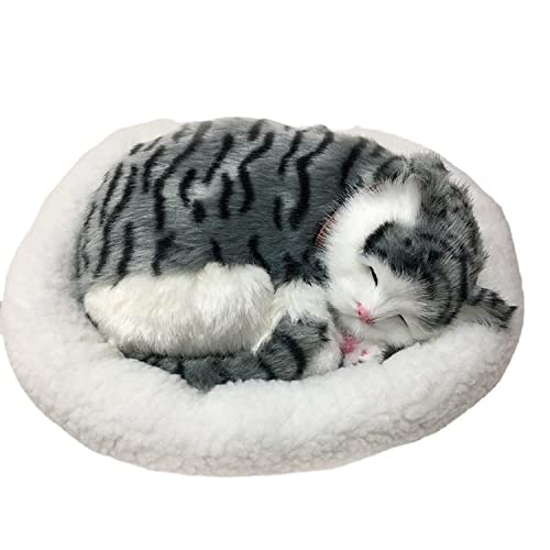 XuRX 13 '' Gato Realista, Lindo Simulación Sleeping Cat Felpa muñeca de Juguete, Felpa de respiración del Gato y el Gato Mullido y del Amortiguador, Delicada y Suave sensación de la Mano