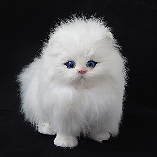 XWYZY Peluche Interactivo, Real Pelo Cat Muñecas Simulación Animal Juguete Gatos Niños Pet Cat Peluche Toys Adornos Regalo Cumpleaños Electrónico Pet (Color : Black)