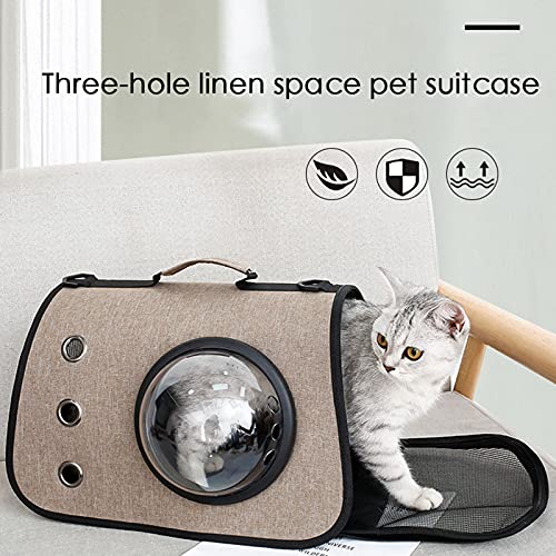 XXW Transportín para Mascotas, Transportador Portátil para Gatos, Bolsa De Viaje De Transporte Ligero Y Transpirable, Bolsa para Perros Plegable Aprobada por La Aerolínea,Café