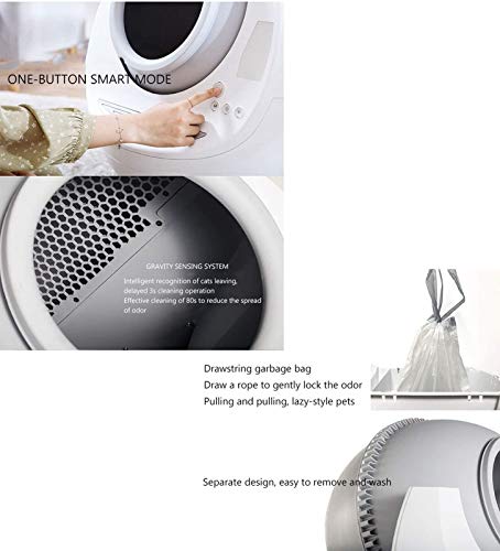 XYQCPJ WiFi Cat Litter Bowl, Aseo Cerrado para Gato Caja De Arena Desodorante Inteligente Anti-Splashing Autolimpiable Arenero InduccióN Rotativa Robot Pet Toilet