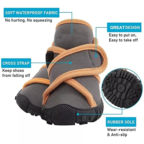 XZJJZ Zapatos suaves para perros Zapatos impermeables Resistentes antideslizantes Correas cruzadas ajustables Botas para mascotas para caminar de pie Senderismo Correr (Color : Gray, Size : L code)