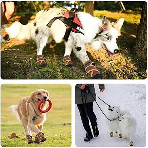 XZJJZ Zapatos suaves para perros Zapatos impermeables Resistentes antideslizantes Correas cruzadas ajustables Botas para mascotas para caminar de pie Senderismo Correr (Color : Gray, Size : L code)
