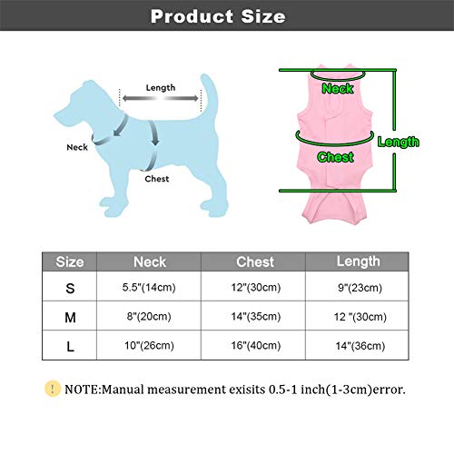 Yagoal Camisetas para Perros Pijamas para Perros Pequeños Traje quirúrgico para Perro después de castrar Perro médico Chaleco Gato recuperación Traje Pink,l