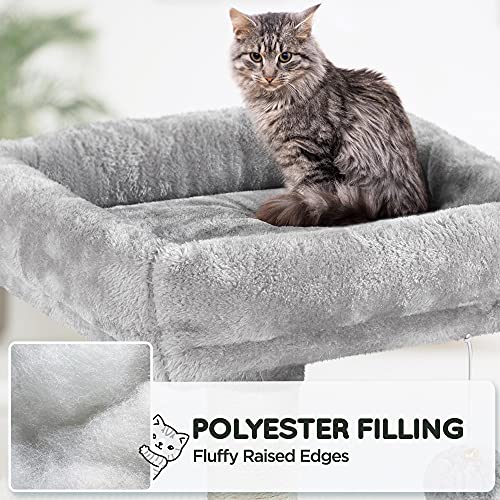 Yaheetech Arbol Rascador para Gatos Postes Rascadores para 2-4 Gatos Medianos 59x39x136cm Torre Gato con Plataformas Gris