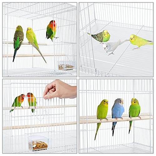 Yaheetech Jaula para Pájaros 77,5x48x119cm con Soporte de Ruedas Jaula para Periquitos Mascota Blanco