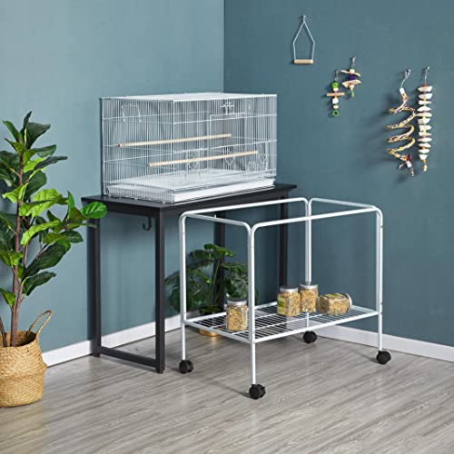 Yaheetech Jaula para Pájaros 77,5x48x119cm con Soporte de Ruedas Jaula para Periquitos Mascota Blanco