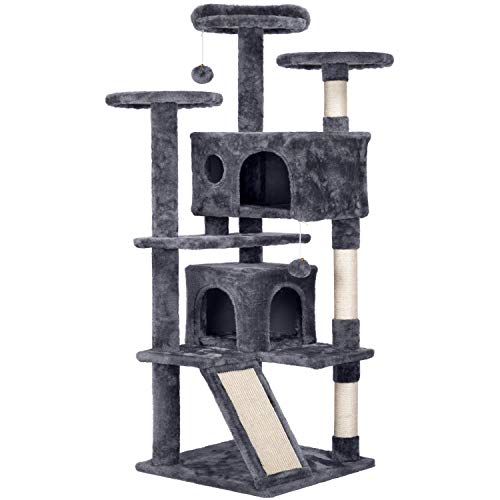 Yaheetech Rascador para Gatos Árbol para Gatos de 137 cm con Nidos Centro de Juego Escalador para Mascotas Gatitos Gris
