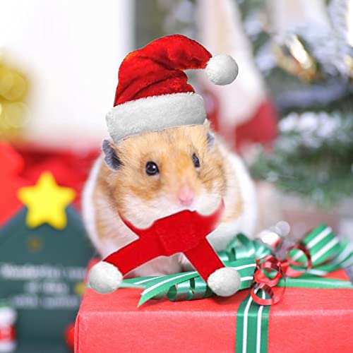 yanghui Gorro de Papá Noel con Bufanda para Mascotas, Juego de Gorro de Bufanda Ajustable con Calentador de Navidad para Gato, Perro o Pollo para Ropa de Fiesta de Navidad