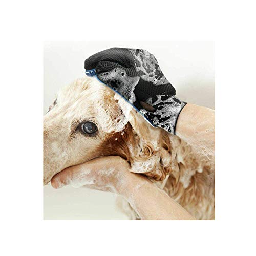 YANGJIGuante De Mascotas,Guante Cepillo para Eliminar Pelo,Guante de Aseo para Mascotas, para la Eliminación de Pelo Suelto Mascotas con Pelo Largo y Corto (Azul, Mano Derecha)