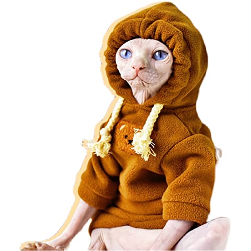 YAOER Suéter de Lana Polar de Doble Cara Engrosamiento de Invierno Esfinge Ropa de Gato sin Pelo, suéter de Oso Pardo, S