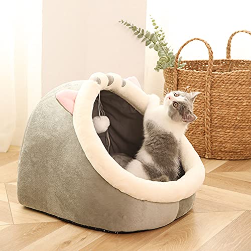YAOTT Forma de Animal Nido para Mascotas Felpa sofá para Mascotas Suave al Aire Libre casa de Mascotas cálida Canasta portátil para Perros cómoda Cama para Gatos Nido de Conejo Gris S：31 * 30 * 28CM