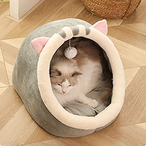 YAOTT Forma de Animal Nido para Mascotas Felpa sofá para Mascotas Suave al Aire Libre casa de Mascotas cálida Canasta portátil para Perros cómoda Cama para Gatos Nido de Conejo Gris S：31 * 30 * 28CM