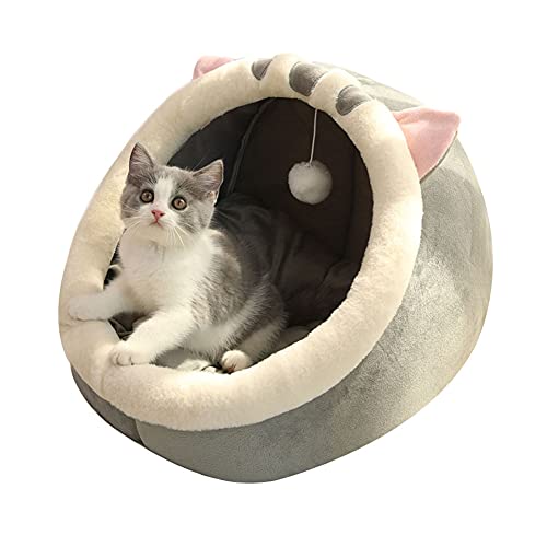 YAOTT Forma de Animal Nido para Mascotas Felpa sofá para Mascotas Suave al Aire Libre casa de Mascotas cálida Canasta portátil para Perros cómoda Cama para Gatos Nido de Conejo Gris S：31 * 30 * 28CM