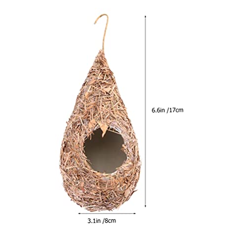 YARNOW Nido de Pájaro de Paja Casa de Concha de Loro Caseta Jaula con Gancho Colgante Cueva de Pájaro para Periquitos de Mascotas Exterior Jardín Balcón Decoración Suministros