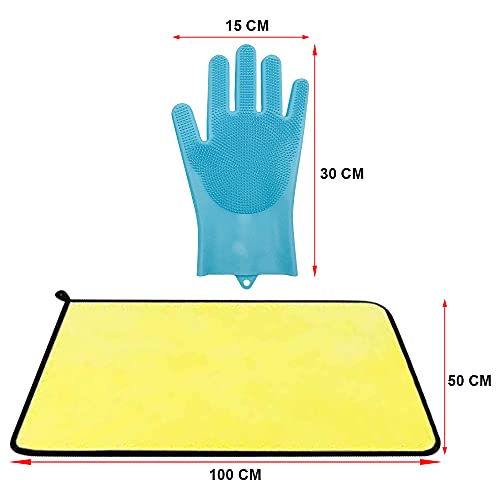 YATOSEEN Toalla de Secado para Perros súper Absorbente, Toalla de baño de Microfibra Suave para Mascotas Que Absorbe la Humedad y Seca la Mascota rápidamente con Guantes de Fregar Accesorios de baño