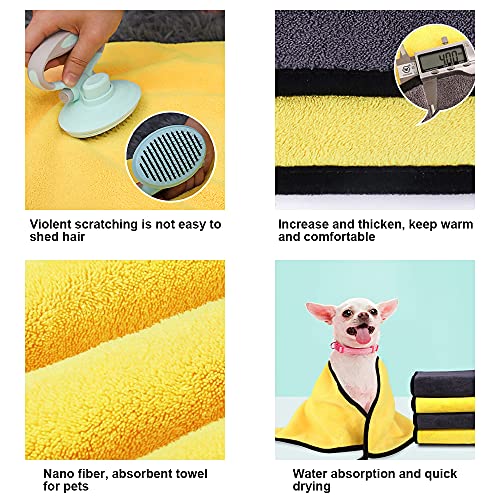 YATOSEEN Toalla de Secado para Perros súper Absorbente, Toalla de baño de Microfibra Suave para Mascotas Que Absorbe la Humedad y Seca la Mascota rápidamente con Guantes de Fregar Accesorios de baño