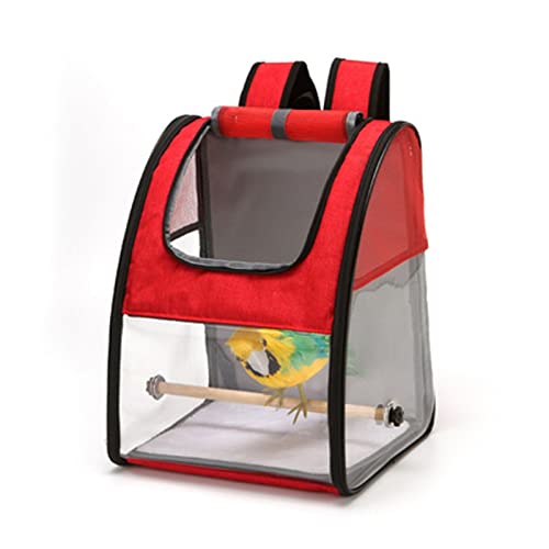 yaunli Portador de Aves Pájaro Portador de Mochila Bolsa de Loro Jaula con el Soporte de la Perca for los periquitos Cockatiels Birdcage Bolso de Mano Parrot (Color : Red, Size : One Size)