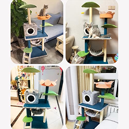 YBYP Rascador para Gatos Árbol de Actividad de la Torre del Gato con la Hamaca Cat Muebles Cat Stiming Frame Cat Condominio con la Escalera Sisal Cat Scratching Post Rascador de Gato (tamaño : 132cm)