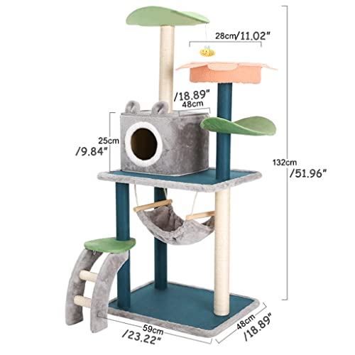 YBYP Rascador para Gatos Árbol de Actividad de la Torre del Gato con la Hamaca Cat Muebles Cat Stiming Frame Cat Condominio con la Escalera Sisal Cat Scratching Post Rascador de Gato (tamaño : 132cm)