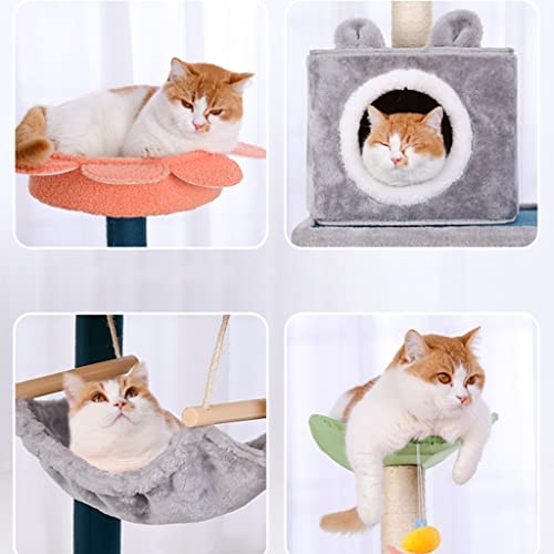 YBYP Rascador para Gatos Árbol de Actividad de la Torre del Gato con la Hamaca Cat Muebles Cat Stiming Frame Cat Condominio con la Escalera Sisal Cat Scratching Post Rascador de Gato (tamaño : 132cm)