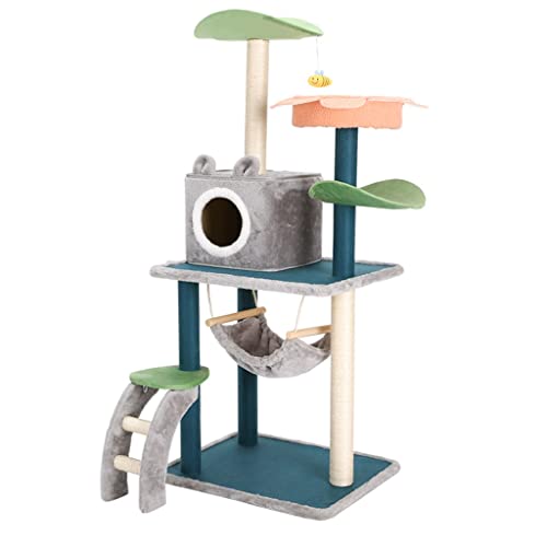 YBYP Rascador para Gatos Árbol de Actividad de la Torre del Gato con la Hamaca Cat Muebles Cat Stiming Frame Cat Condominio con la Escalera Sisal Cat Scratching Post Rascador de Gato (tamaño : 132cm)