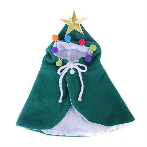 YFFSBBGSDK Disfraz de Navidad para Mascotas Bonita Capa de Gato Rojo/Verde S/M/L Estrella Dorada Disfraz de año Nuevo Gato y Perro Corbata de Cuerda Disfraz de Navidad