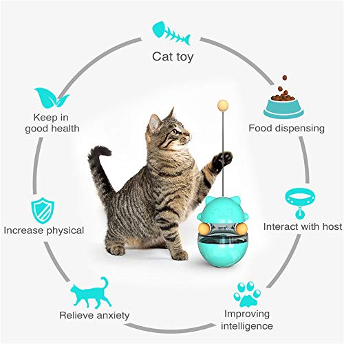YGMXZL Juguete de bola dosificadora de alimentos para gatos, 2 en 1, bola de golosinas interactivas para gatos con divertido palo para gatos, juguetes para entrenamiento de gatos