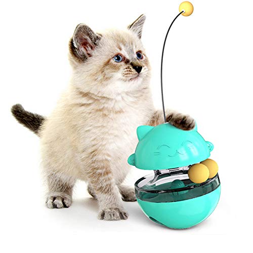YGMXZL Juguete de bola dosificadora de alimentos para gatos, 2 en 1, bola de golosinas interactivas para gatos con divertido palo para gatos, juguetes para entrenamiento de gatos