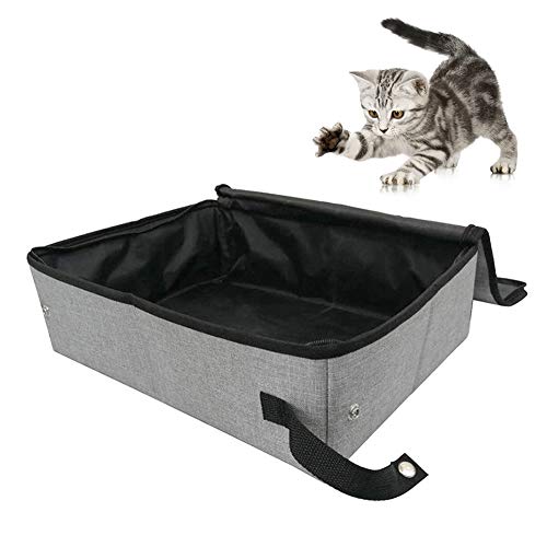 YHUS - Arenero para gato con tapa de tela Oxford, estanque impermeable, plegable, fácil de transportar para inodoro para gatito, para camping al aire libre, casa (tamaño: M)