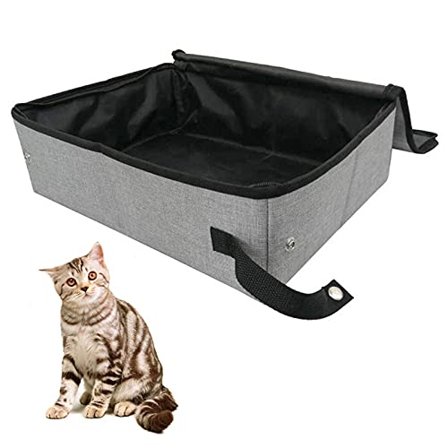 YHUS - Arenero para gato con tapa de tela Oxford, estanque impermeable, plegable, fácil de transportar para inodoro para gatito, para camping al aire libre, casa (tamaño: M)