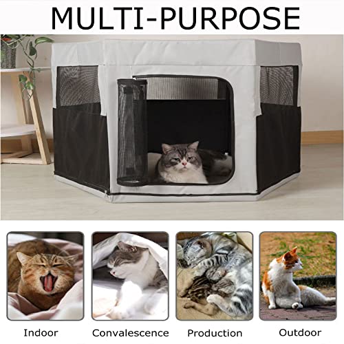 YHWD Caja ProduccióN Gatos Embarazo para Mascotas Medio Abierta, Mascotas con Pared De Resina Jaula para Perros Y Gatos, Sala De Partos Y Carpa Al Aire Libre,Marrón,S