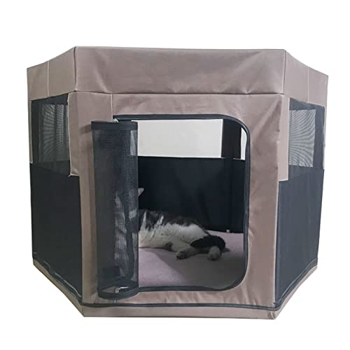 YHWD Caja ProduccióN Gatos Embarazo para Mascotas Medio Abierta, Mascotas con Pared De Resina Jaula para Perros Y Gatos, Sala De Partos Y Carpa Al Aire Libre,Marrón,S