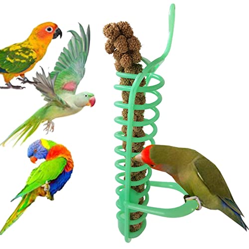 Yi Jiaheng 2 Piezas de Loro de Juguete forrajero de Fruta Cesta de Oreja de arroz con Soporte de plástico Tipo Adecuado para Loro pequeño 25 Cm/9,8 Pulgadas de Juguete de alimentación de Aves