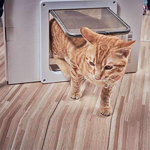 yinbaoer Puerta MagnéTica para Mascotas con Puerta Abatible Y Cerradura De 4 VíAs Colgajo De Gato Puerta AutomáTica para Mascotas White,Small